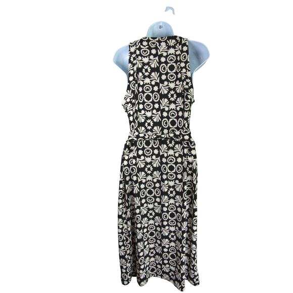 Ann Taylor Wrap Dress Womens L Black White Floral Sleeveless Stretch New - Picture 9 of 9